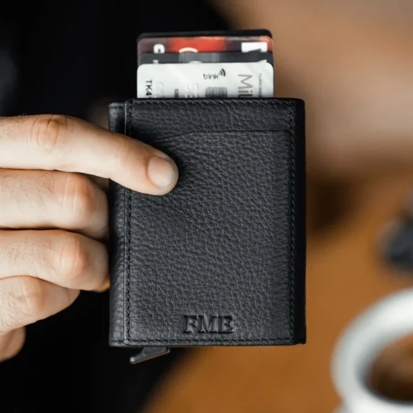 Leather Pop-up Wallet — Black, Guti, 2001 — product view 1