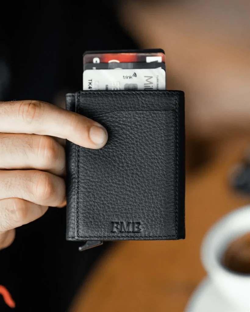 Leather Pop-up Wallet — Black, Guti, 2001 — product view 1