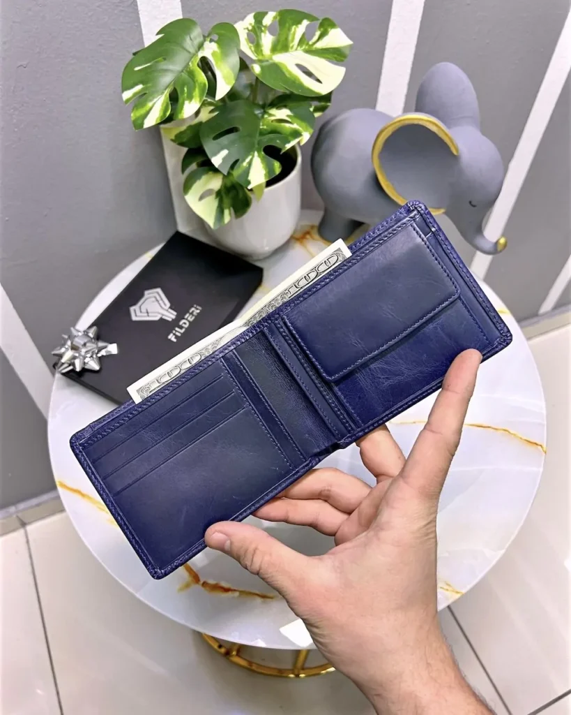 Men's Leather Wallet — Navy, 2025 — product view 2