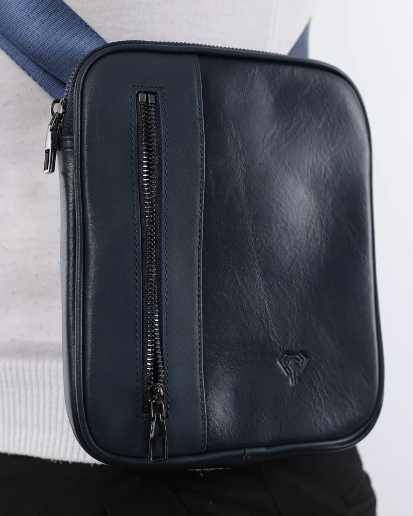 Leather Shoulder Bag — Navy, 2088 — product view 2