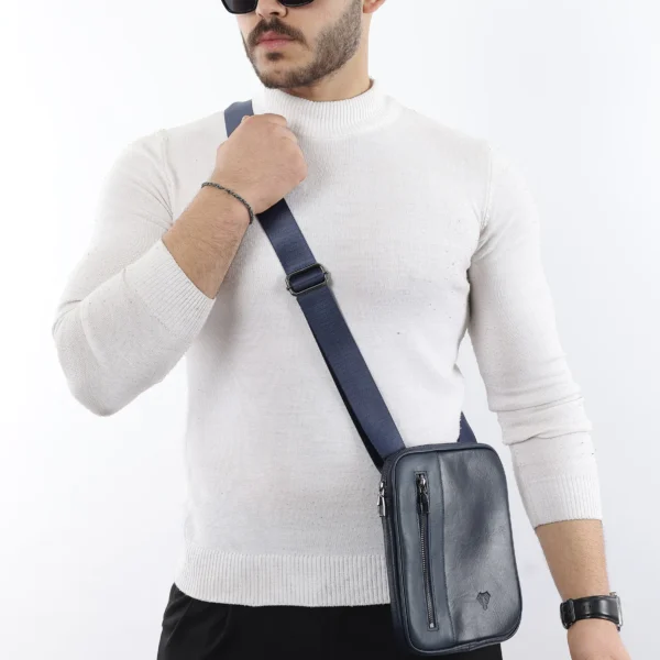 Leather Shoulder Bag — Navy, 2088 — product view 1
