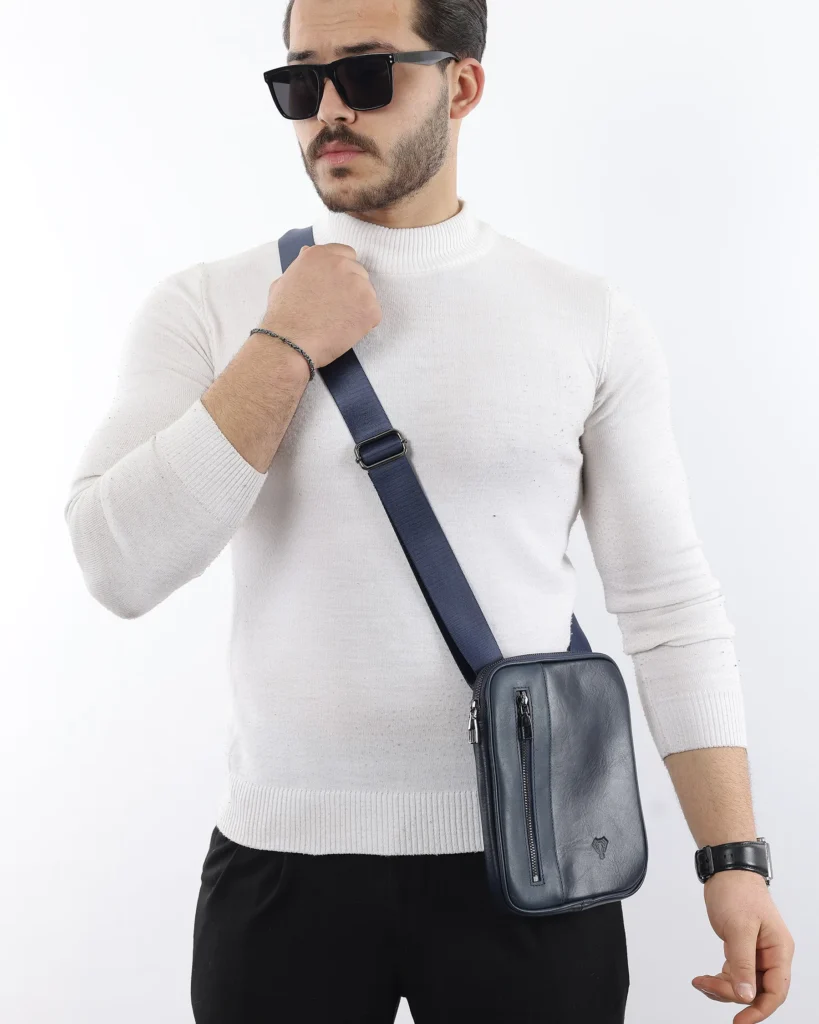 Leather Shoulder Bag — Navy, 2088 — product view 1