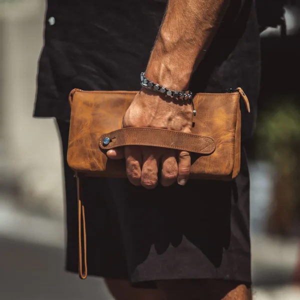 Men's Leather Handbag — Hazelnut Brown, 2029 — product view 1