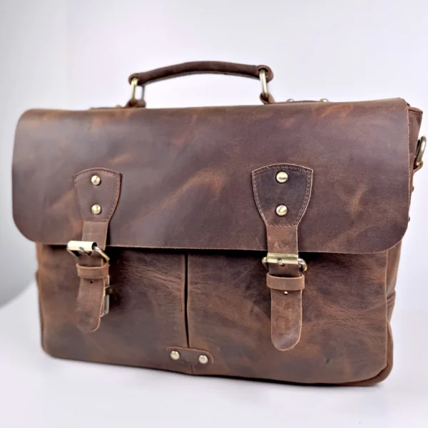 Leather Briefcase — Brown, 2092 — product view 1