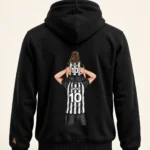 MISK ART Personalized Father & Daughter Football Hoodie – Black Front, gazelle branding on an ivory studio background