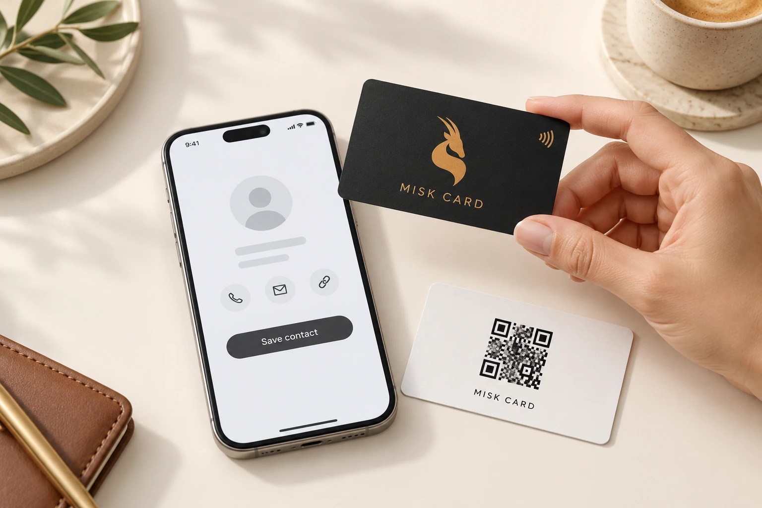 Standard-sized MISK CARD beside a smartphone