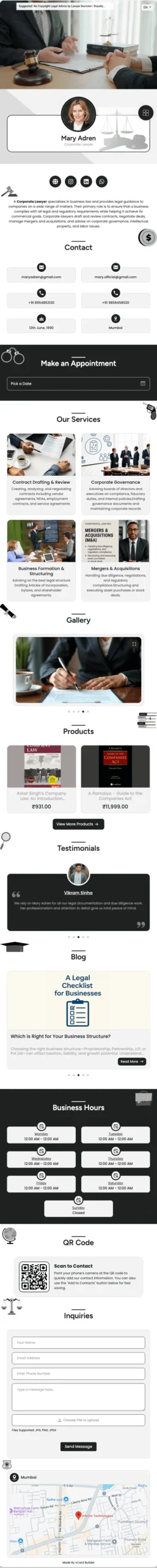 Legal Practice digital contact-page theme preview