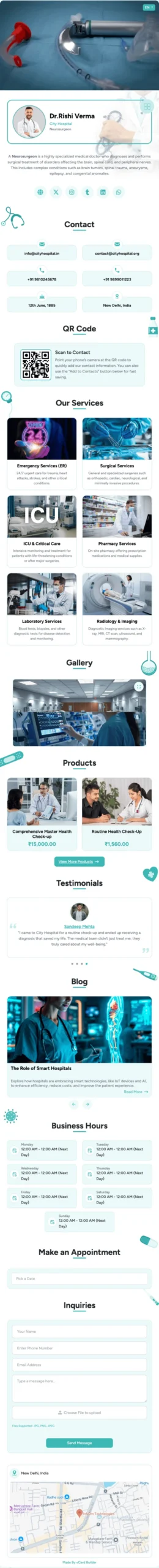 Medical Practice digital contact-page theme preview