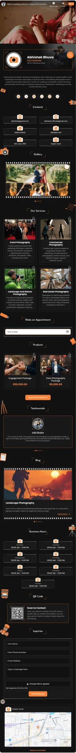 Photography digital contact-page theme preview