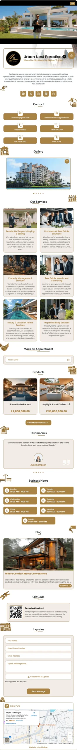 Real Estate digital contact-page theme preview