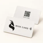 MISK CARD — White card, Black print, front and QR reverse mockup